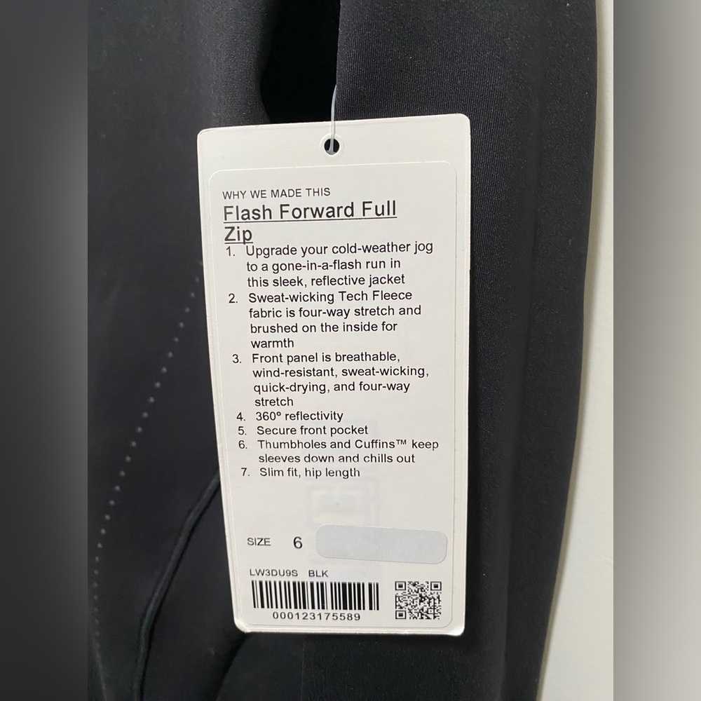 Flash forward full zip jacket NWT color black size 6